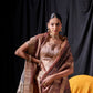 Vishnu Weaves Women's Coffee Tussar Silk Zari Woven Saree with Blouse - Swadesiicart