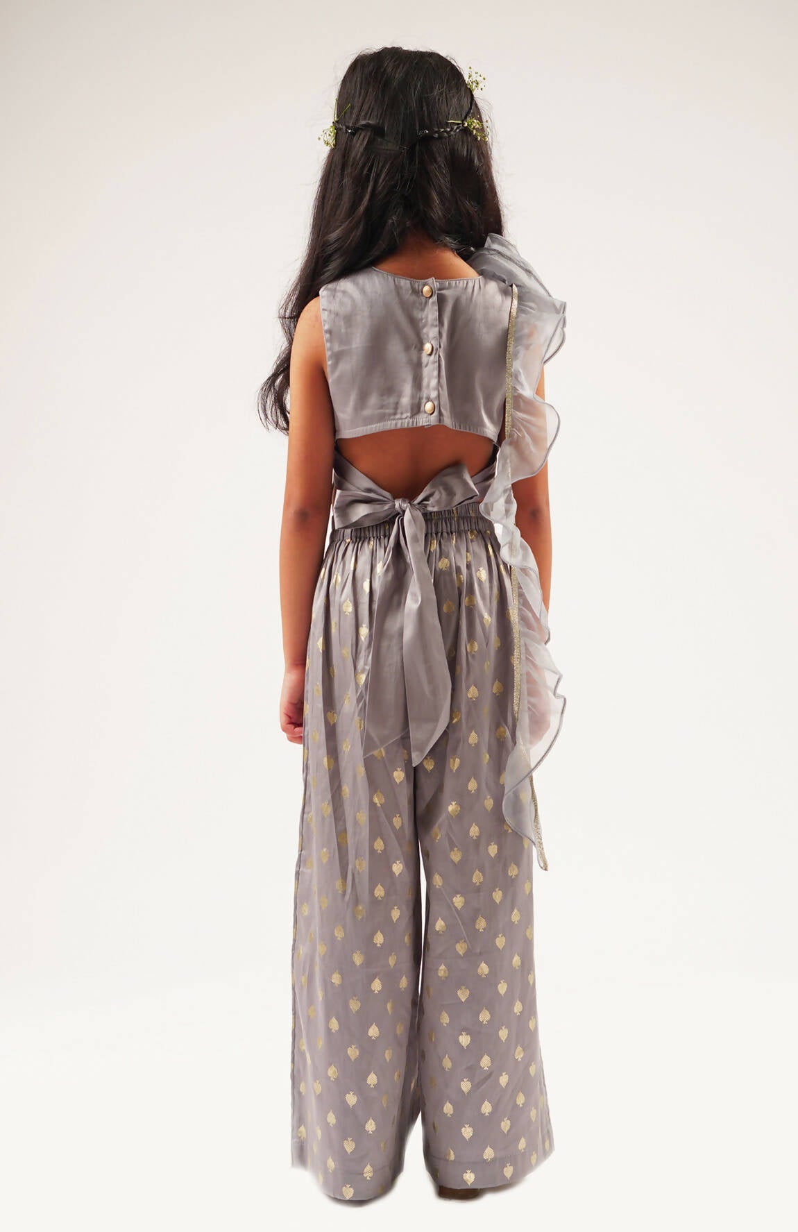 Lil Drama Mehfil Grey Co-Ordinate Set For Girls - Swadesiicart