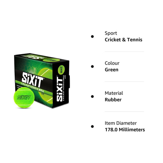 Sixit Lite Cricket Tennis Ball - Green (Pack of 6) - Swadesiicart
