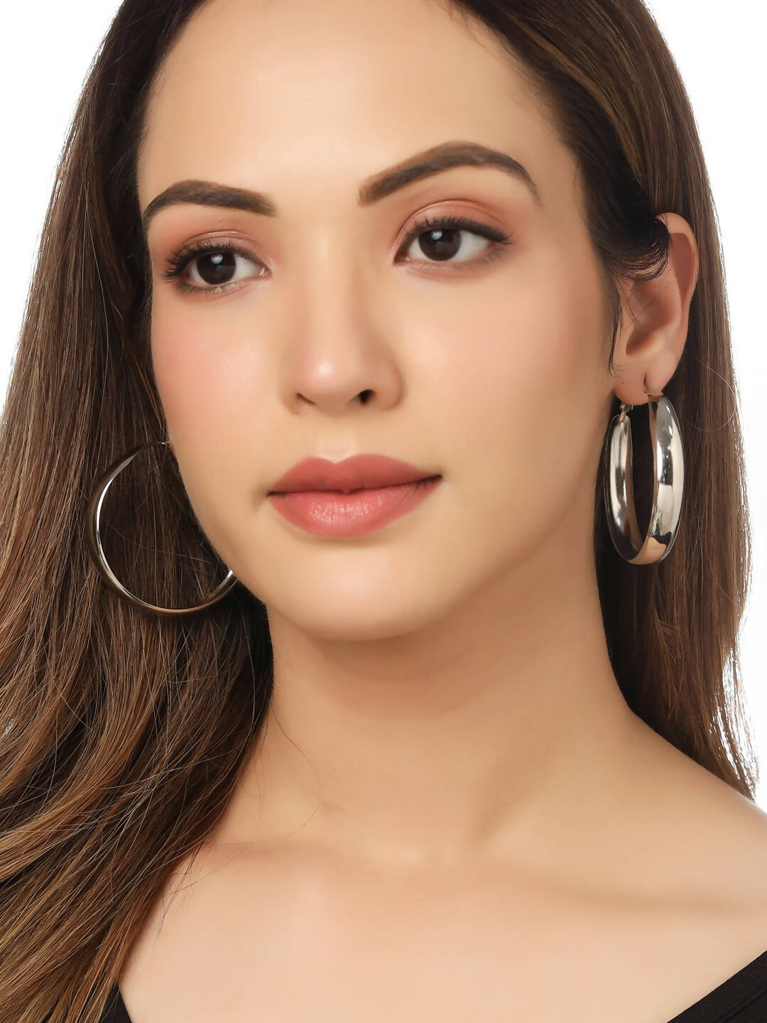 NVR Women Silver Plated Hoop Earrings | Swadesiicart