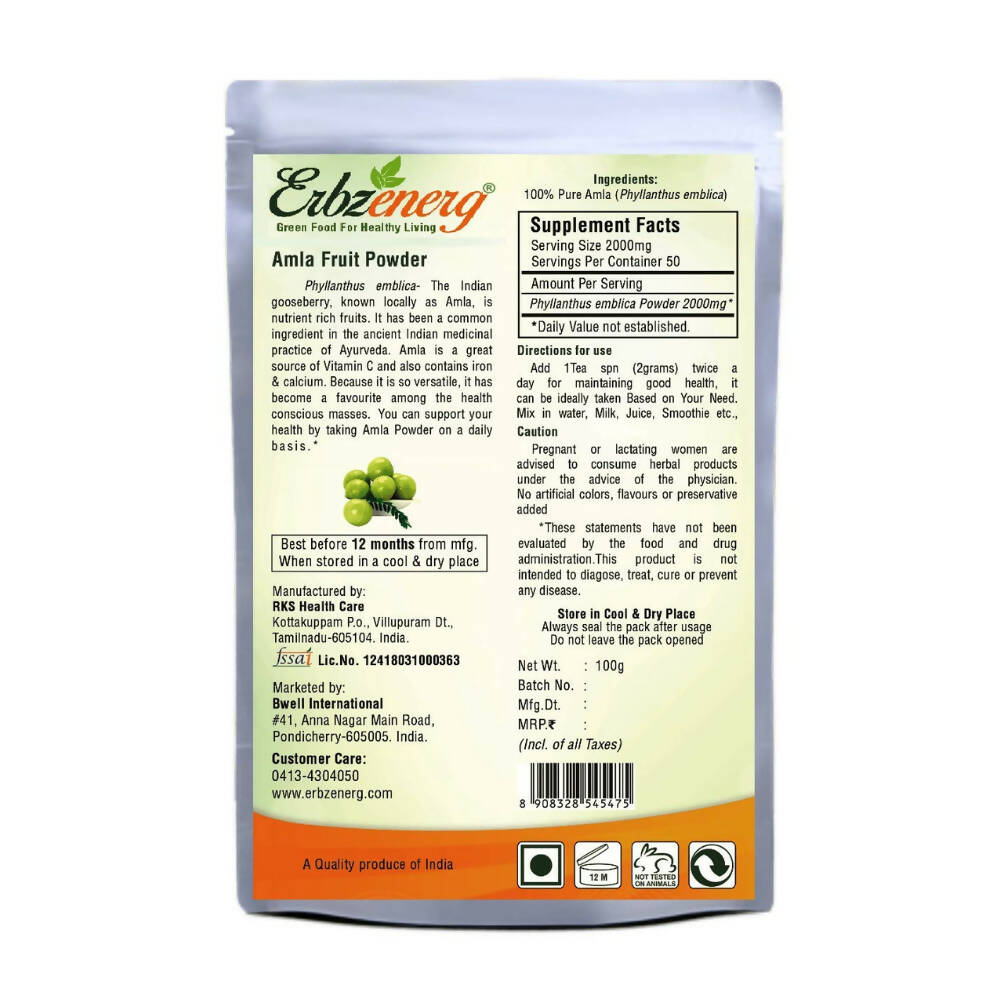 Erbzenerg Organic Amla Fruit Powder - Swadesiicart
