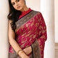 Joban Fashion Hot Pink Crepe Chiffon Pure Handloom Banarasi Silk Saree | Swadesiicart