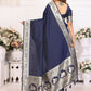 Anaita Navy Blue Banarasi Silk With Beautiful Gala Weaving Saree With Blouse | Swadesiicart