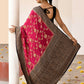 Joban Fashion Fuchsia Crepe Chiffon Pure Handloom Banarasi Silk Saree | Swadesiicart