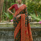 Vishnu Weaves Women's Bt-Green Pashmina Silk Thread Woven Saree with Blouse - Swadesiicart