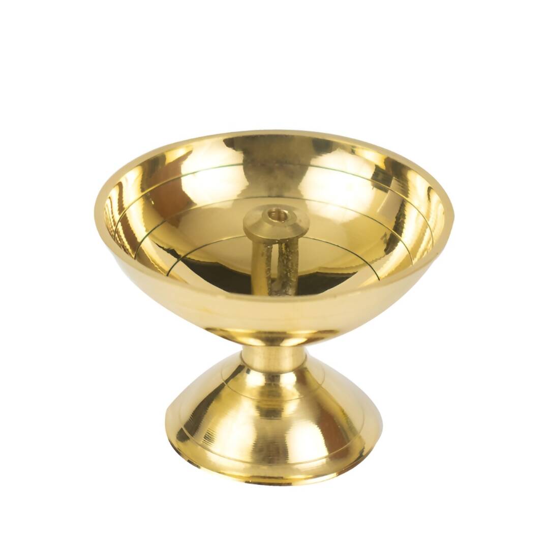 Spillbox Gold-Toned Brass Small Diya Round Pooja Essential | Swadesiicart