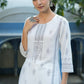 Juniper Women's White Rayon Placement Printed Straight Kurta | Swadesiicart