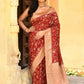 Joban Fashion Red Crepe Chiffon Pure Handloom Banarasi Silk Saree | Swadesiicart