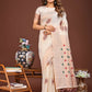 Shree Shyam Fashion Neerja White Linen Cotton Saree