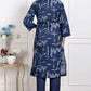 Miravan Womens Abstract Blue Printed Cotton Blue Co-Ord Set - Swadesiicart