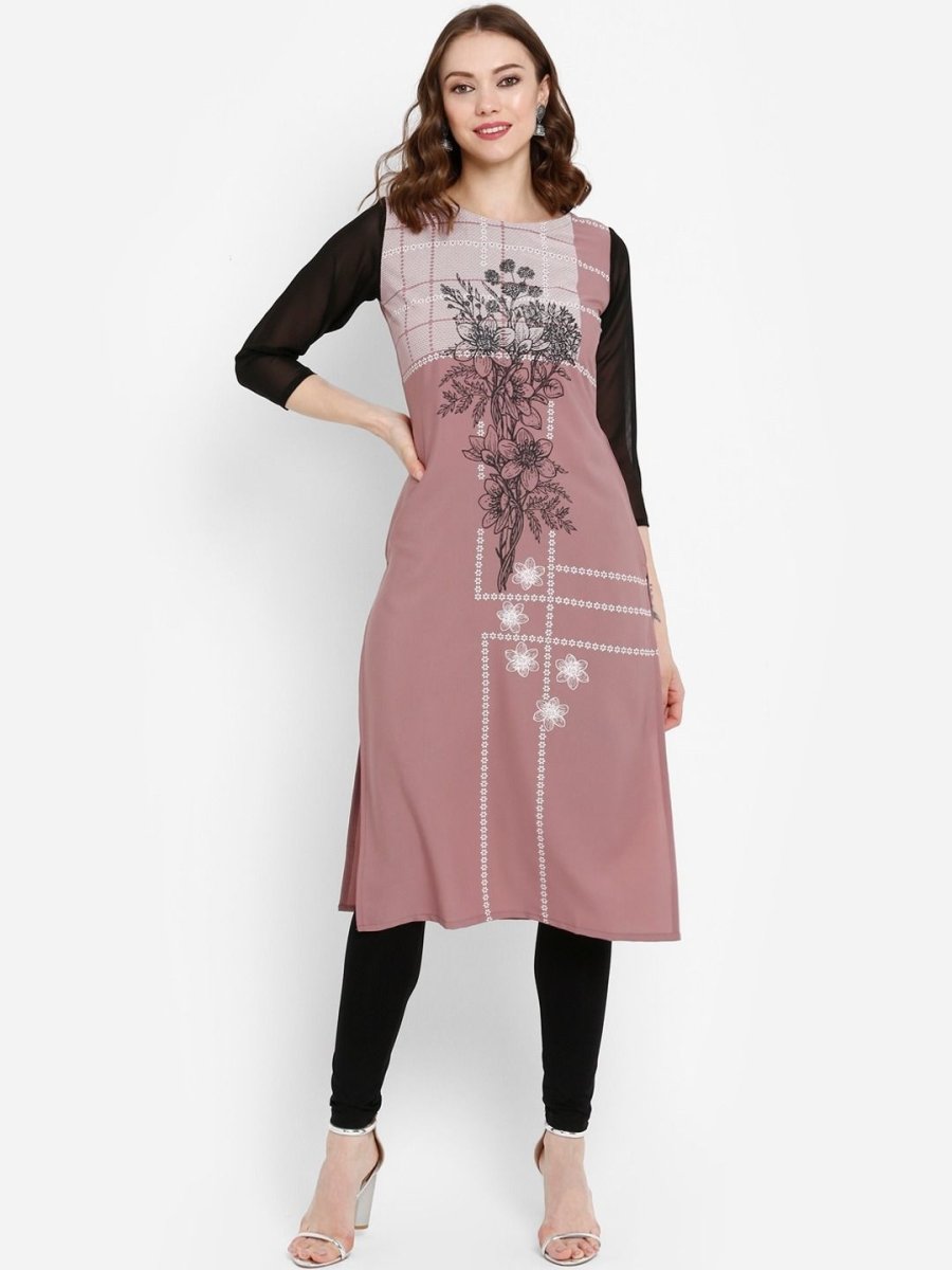 Ahalyaa Women Mauve Printed Straight Kurta | Swadesiicart