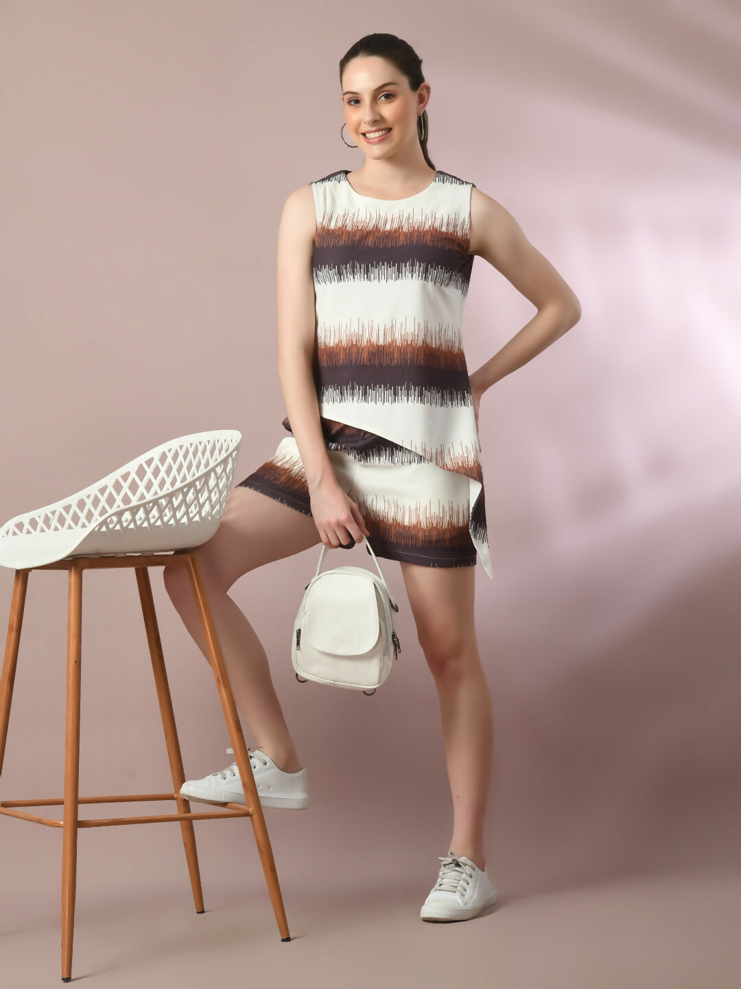 Myshka Women's Multi Printed Round Neck Party Top With Shorts Co-ord set - Swadesiicart