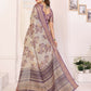 Joban Fashion Lavender Floral Print pattern Banarasi Silk Sarees | Swadesiicart