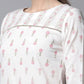 Ahalyaa Women White Pure Cotton Printed Kurta Pant Set | Swadesiicart