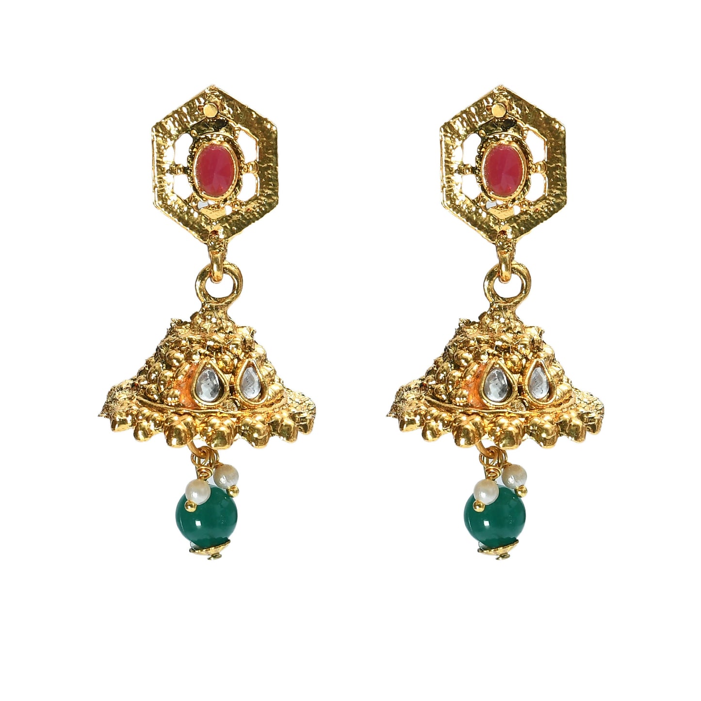 Mominos Fashion Johar Kamal Women Gold-Polished Brass Finish Meena & Pearls Work Choker | Swadesiicart