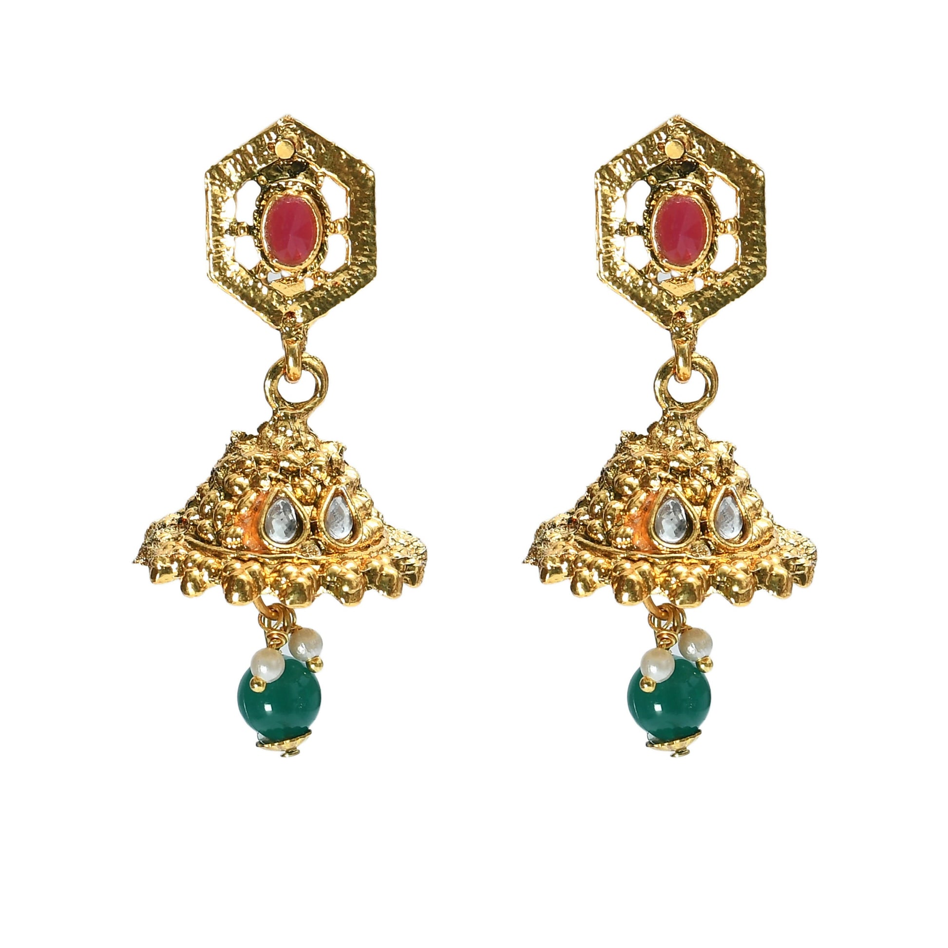 Mominos Fashion Johar Kamal Women Gold-Polished Brass Finish Meena & Pearls Work Choker | Swadesiicart