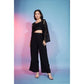 Black Georgette Sequence With Thread Designer Co-Ord Set - Flory - Swadesiicart