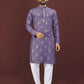 Anaita Purple Embroidered Silk Straight Kurta
