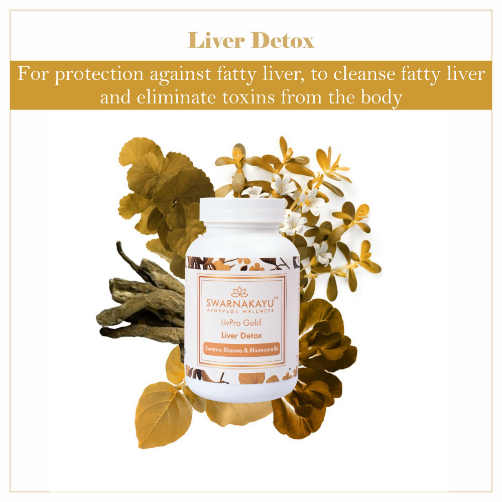 Swarnakayu LiverPro Gold Liver Detox Tablets With Swarna Bhasma & Bhumamalki - Swadesiicart