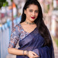 Blue Linen Sequence Saree with Unstitched Blouse - Hiral Fashion | Swadesiicart