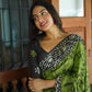 Arfa Fashion House Green Combination Pure Chanderi Cotton Batik Printed Saree