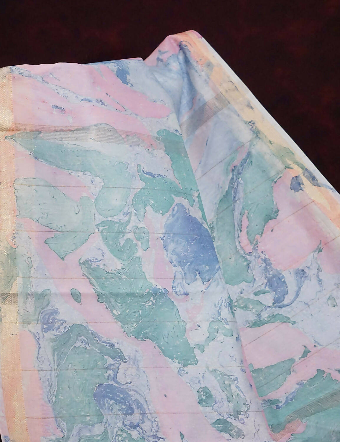 Shades Of Baby Pink And Sea Blue Printed Chanderi Saree For Regular/Office Wear By Gayathri Reddy Designer Studio | Swadesiicart
