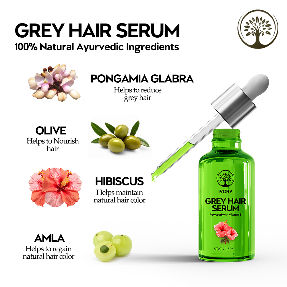 Ivory Natural Grey Hair Serum - Restore Natural Hair Color | Swadesiicart