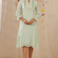 Juniper Women Sagegreen Cotton Dobby Woven Design A-Line Dress | Swadesiicart