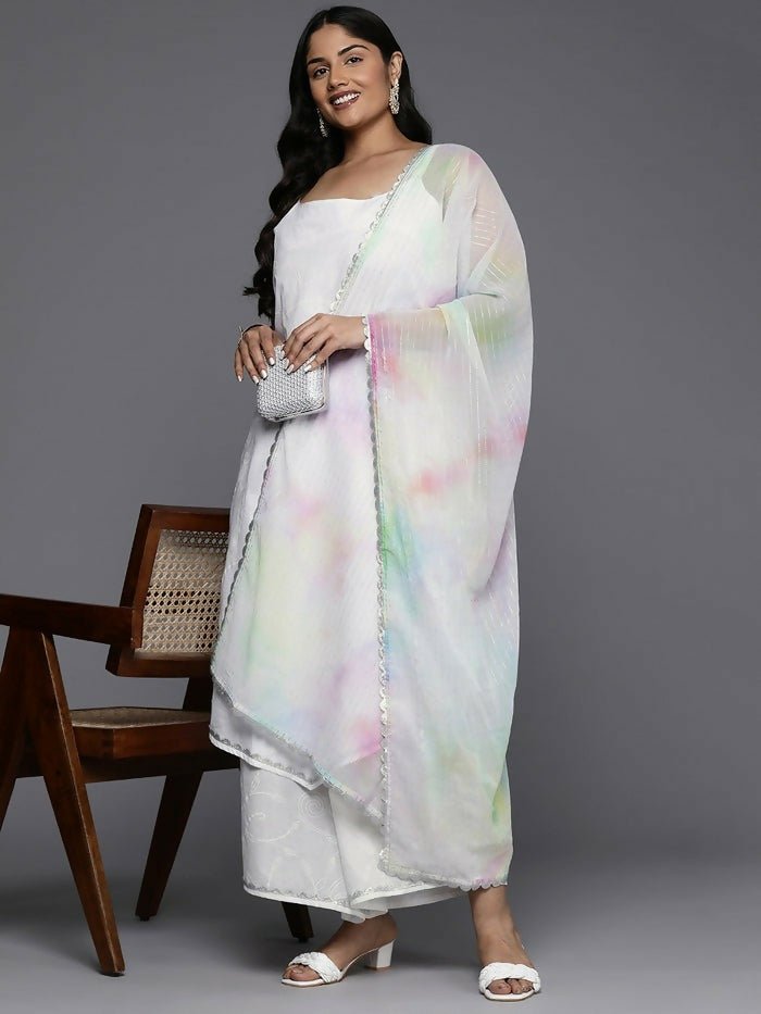 Ahalyaa Women's Traditional wear Kurta Set - White | Swadesiicart