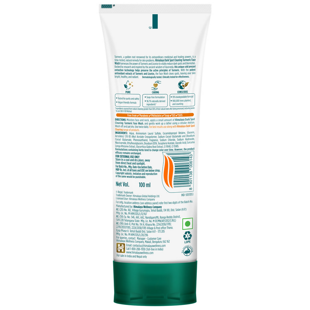 Himalaya Herbals Dark Spot Clearing Turmeric Face Wash - Swadesiicart