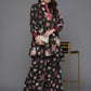Ahalyaa Women Floral Printed Tunic with Palazzos - Black Color | Swadesiicart