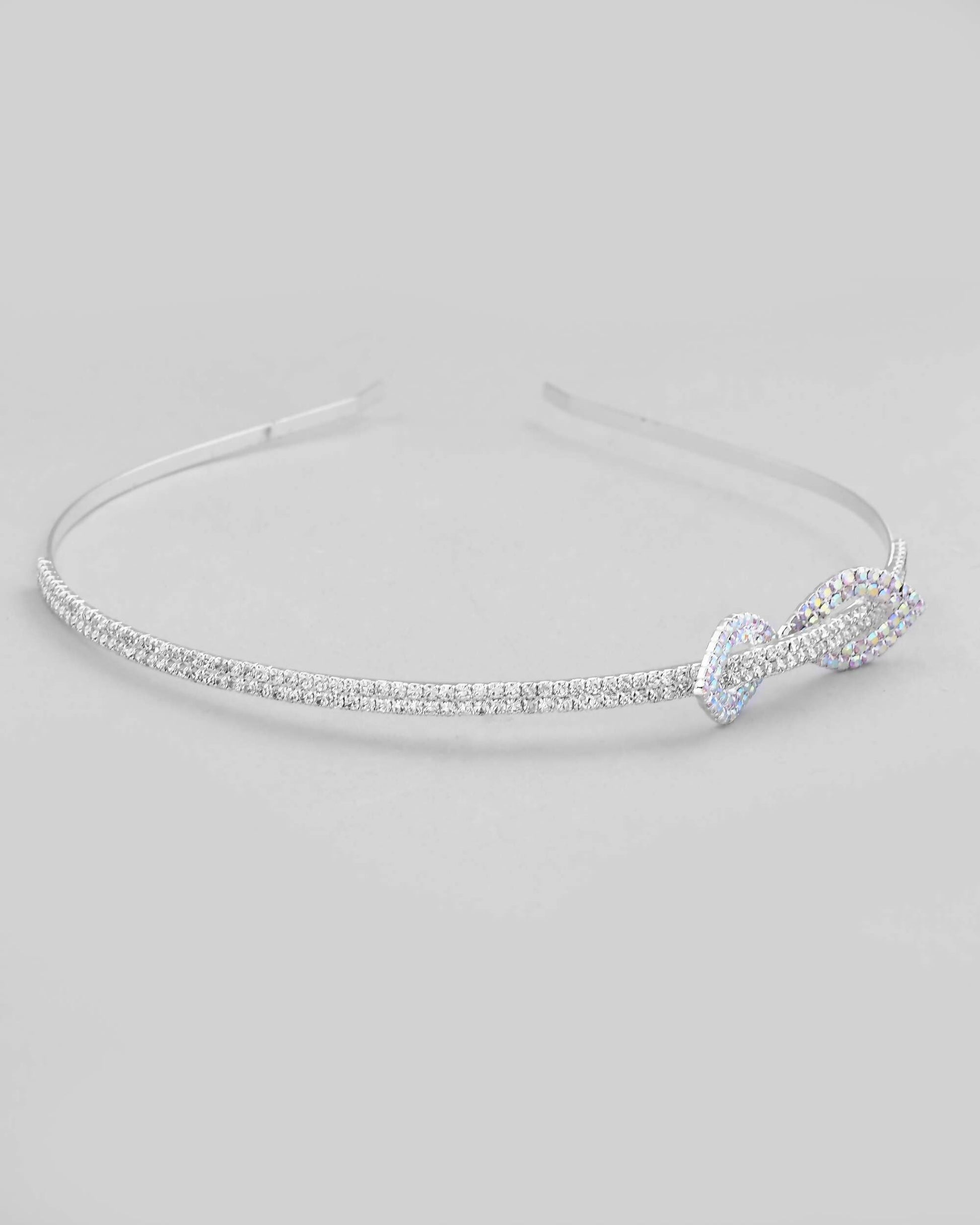 VOJ Silver Plated Bow Shaped AD studded Hairband | Swadesiicart