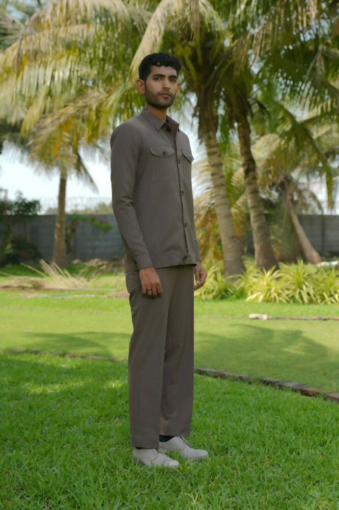 Azure Brown Shacket by Hilo Design