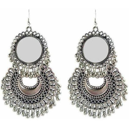 MS Fashion India Sun Design Mirror Moon Style Hanging Earrings For Parties | Swadesiicart