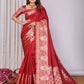 Joban Fashion Red Woven Banarasi Silk Sarees | Swadesiicart