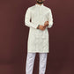 Anaita White Embroidered Silk Straight Kurta