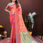 Lorenvalley Fashion Peach Kanjivaram Silk Woven Design with Zari Weaving Saree - Swadesiicart