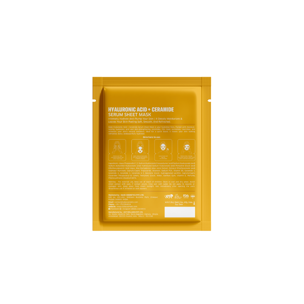 Bake 2% Hyaluronic Acid + Ceramide Serum Sheet Mask | Swadesiicart
