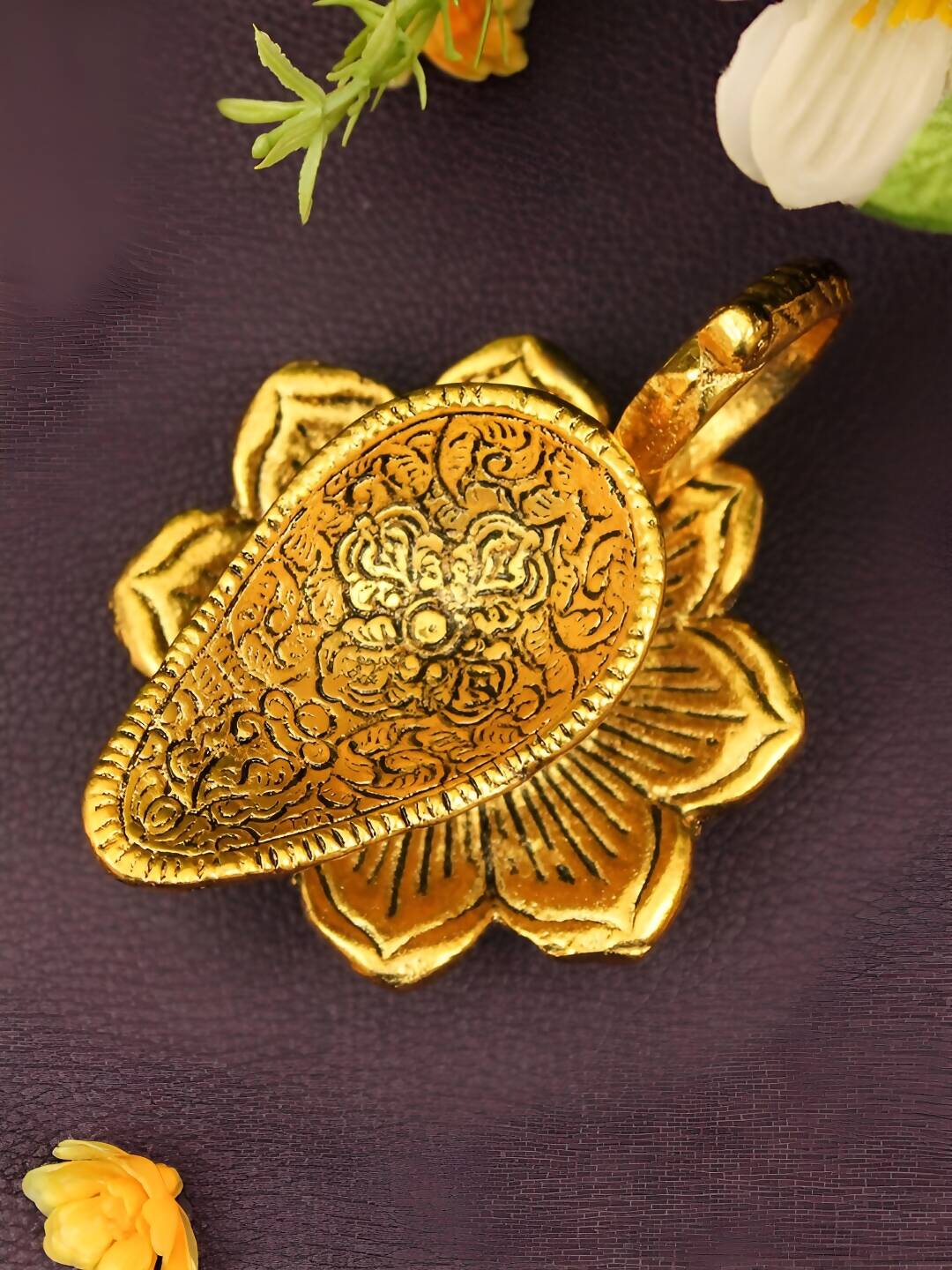 Spillbox Gold-Toned Brass Aishwarya Diya Pooja Essential | Swadesiicart