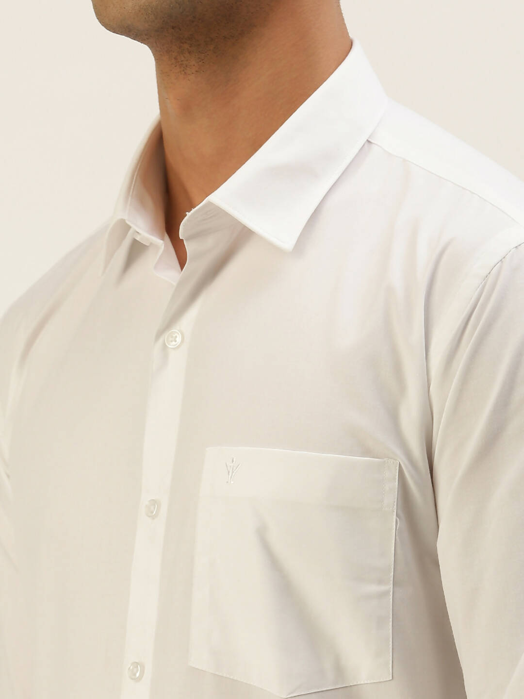 Ramraj Cotton Mens Full Sleeve Formal Poly Cotton White Shirt | Swadesiicart