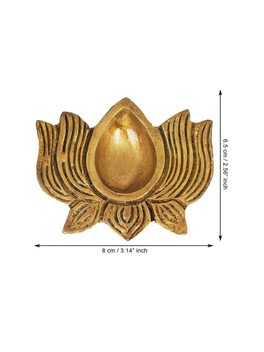 eCraftIndia Gold Toned Lotus Shaped Traditional Brass Diya | Swadesiicart