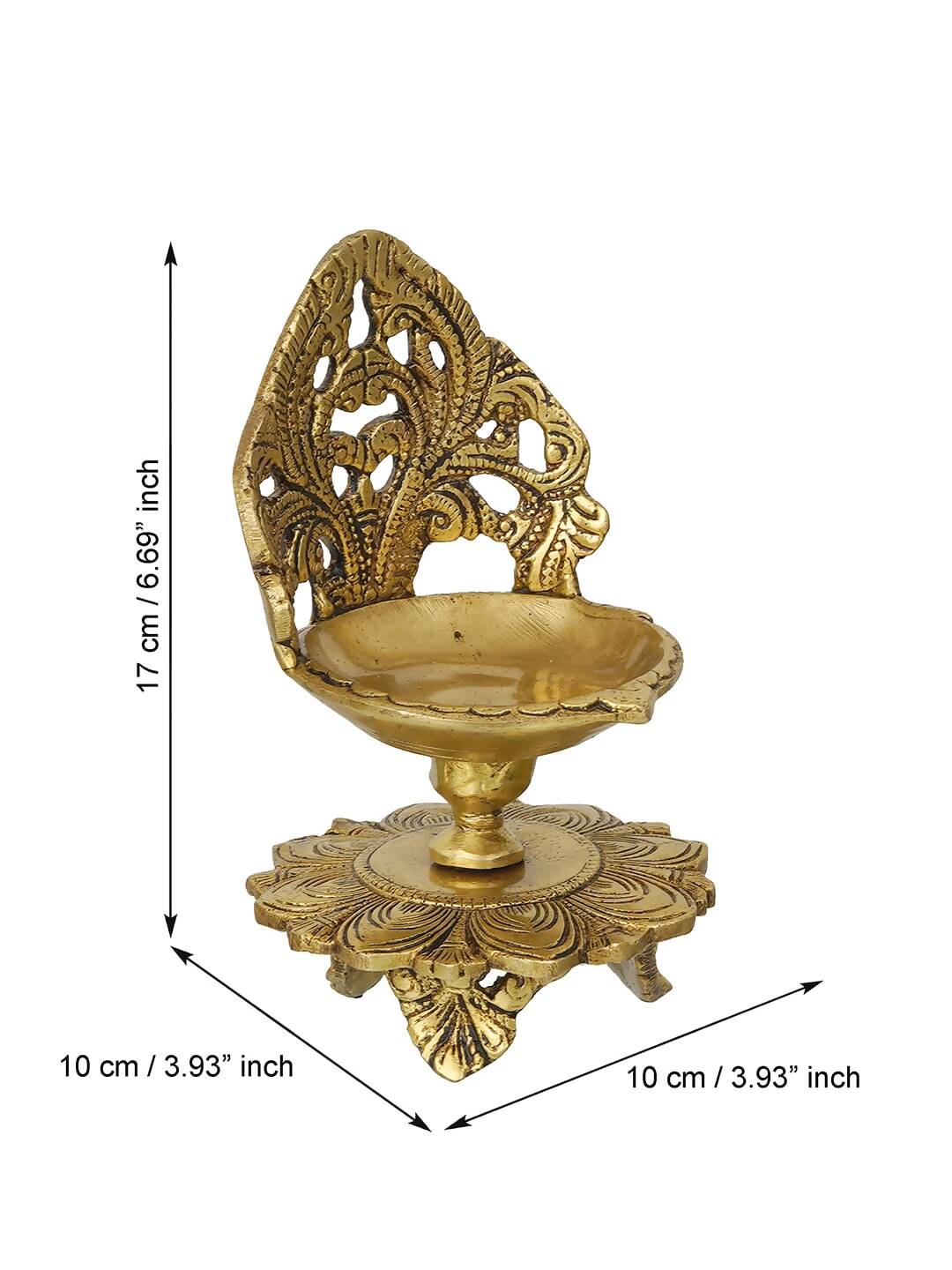 eCraftIndia Golden Decorative Handcrafted Brass Diya Stand | Swadesiicart