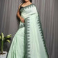 Exclusive Collection Beautiful Light Green Pure Cotton Woven Handloom Saree With Running Blouse Piece - Swadesiicart