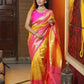 DEIANA'S Beautiful Designer Golden zari Soft Lichi Silk Saree - Yellow - Swadesiicart