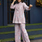 Light Pink Rayon Floral Printed Top with Matching Bottom - Eesha - Swadesiicart
