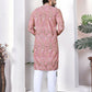 Anaita Peach Digital Printed Work Cotton Straight Kurta