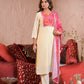 Ethnic Festive Wear Chanderi With Lining White & Pink Stitched Suit With Dupatta - Tanisha | Swadesiicart