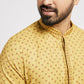 Ethnic India Yellow Men's Kurta Abstract Polyester | Swadesiicart