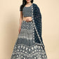 Blue Georgette Thread Embroidered Lehenga Choli with Dupatta - Tanya