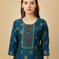 Jyoti Fashion Women's Navy Blue Viscose Rayon Embroidered Kurta Pant Set | Swadesiicart